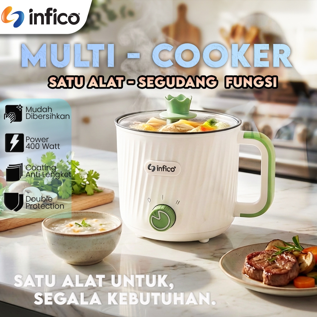 PANCI LISTRIK MULTI COOKER , Alat Masak Serba Guna, MASAK nasi, sup, goreng, TEFLON anti lengket 400
