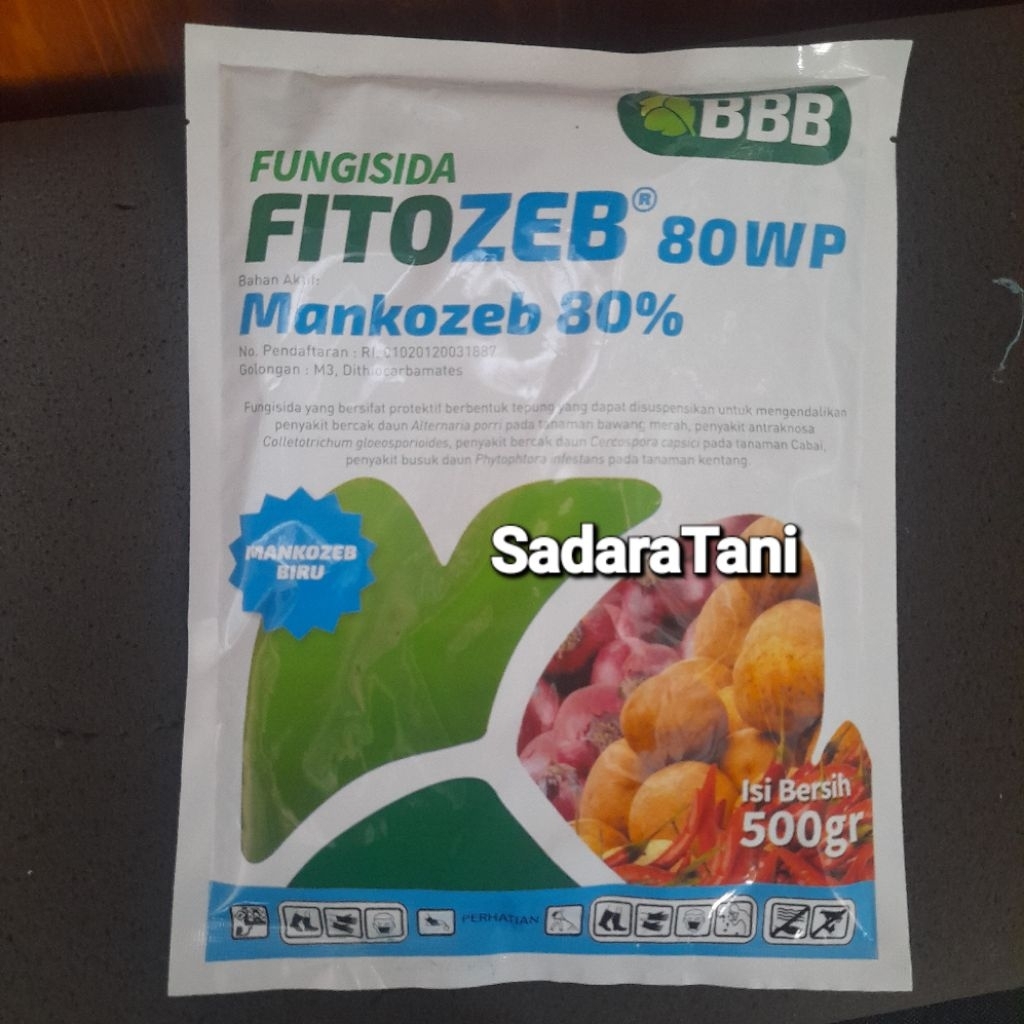 Fungisida FITOZEB 80WP 500Gr Bahan aktif : mancozeb 80%