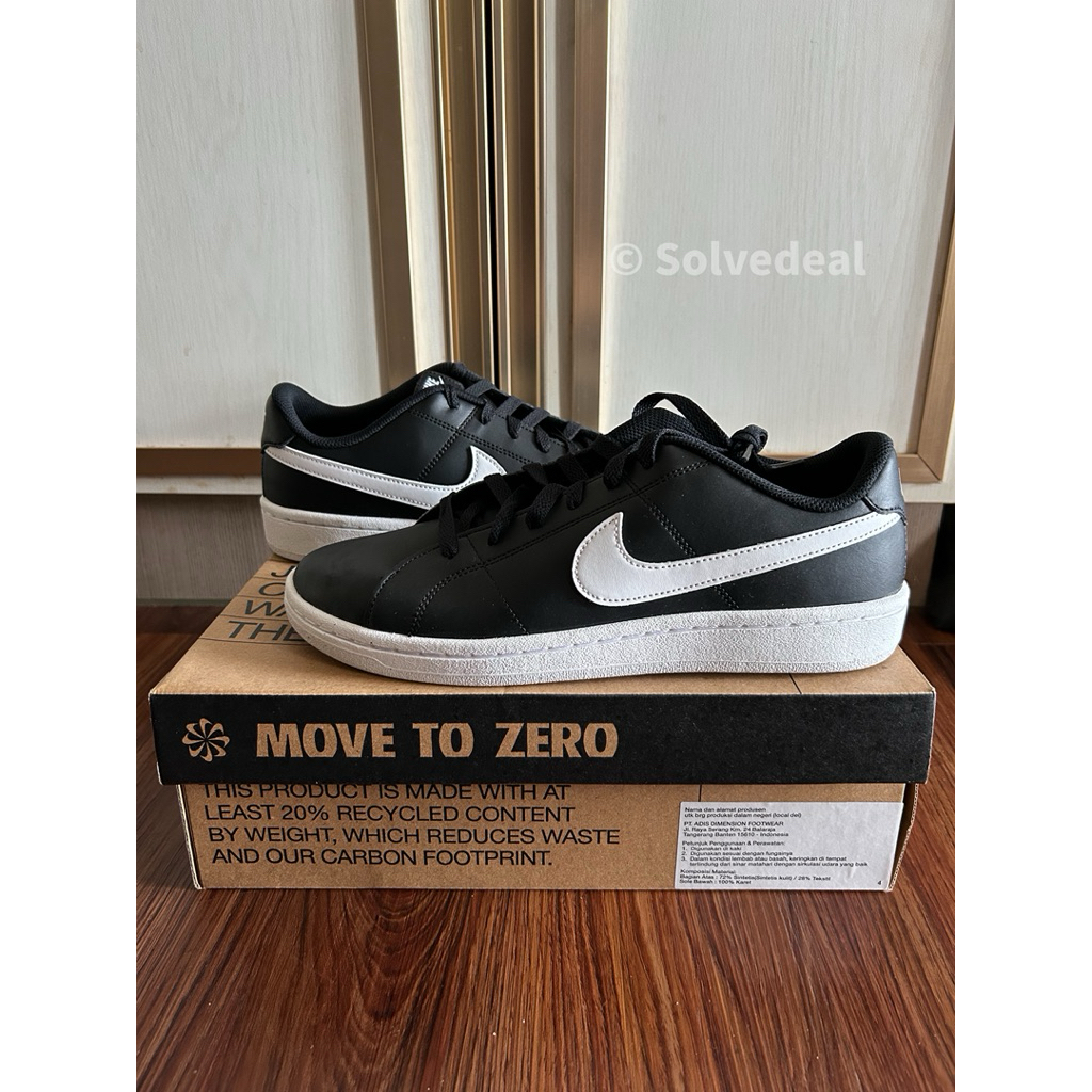 Sepatu Nike Court Royale 2 Low Next Nature Black White Original