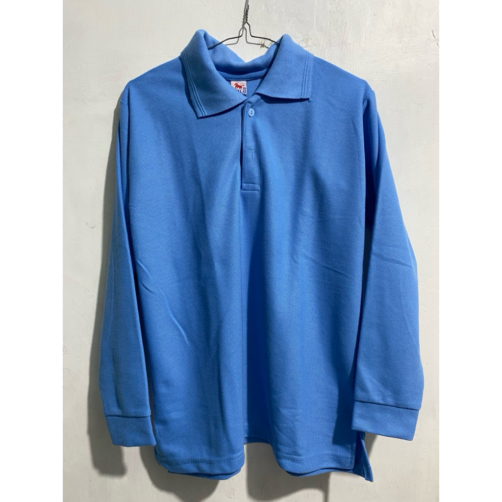 PRELOVED KAOS POLO BIRU LENGAN PANJANG