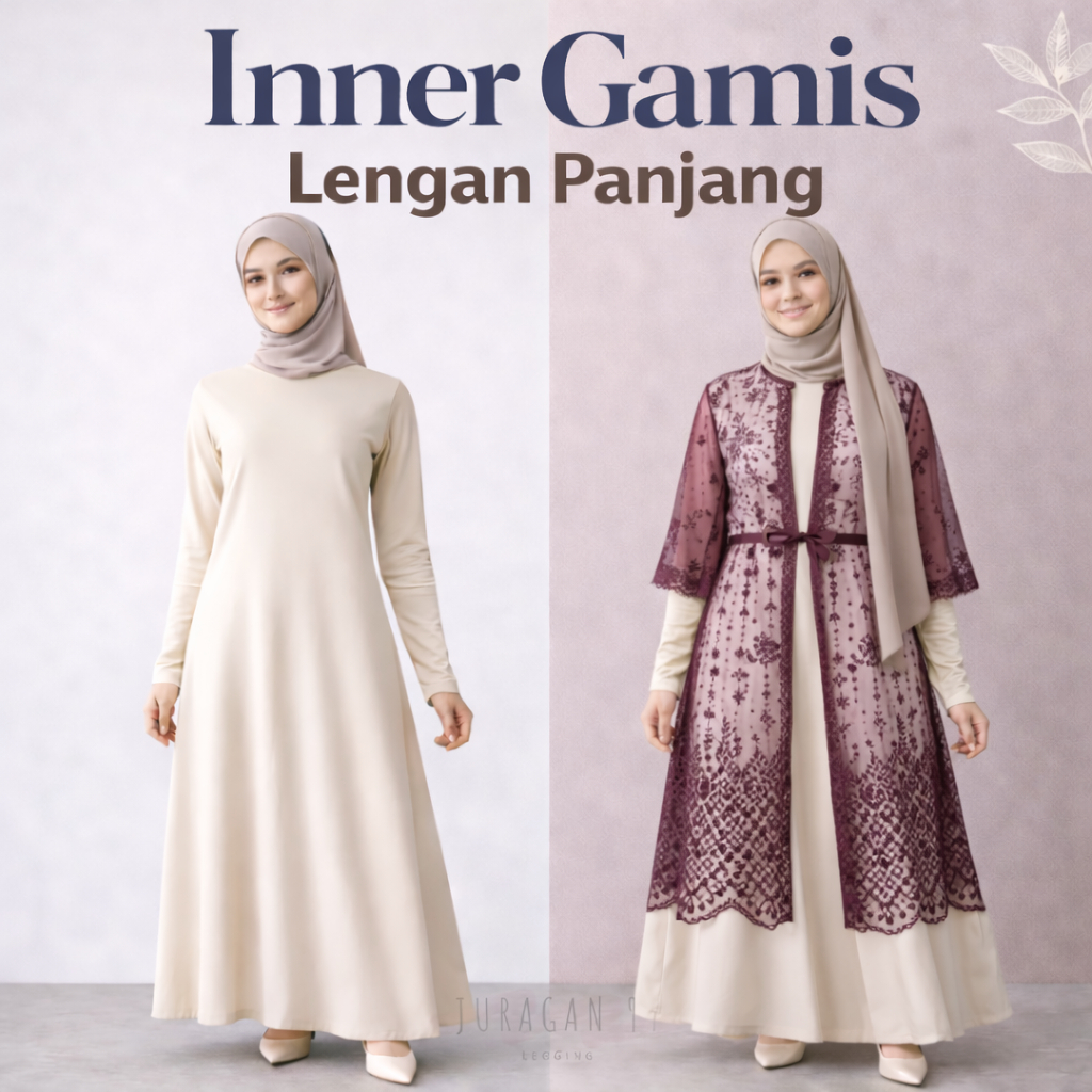 Gamis Lengan Panjang Turtle Neck Inner Mangset Daleman Baju Gamis