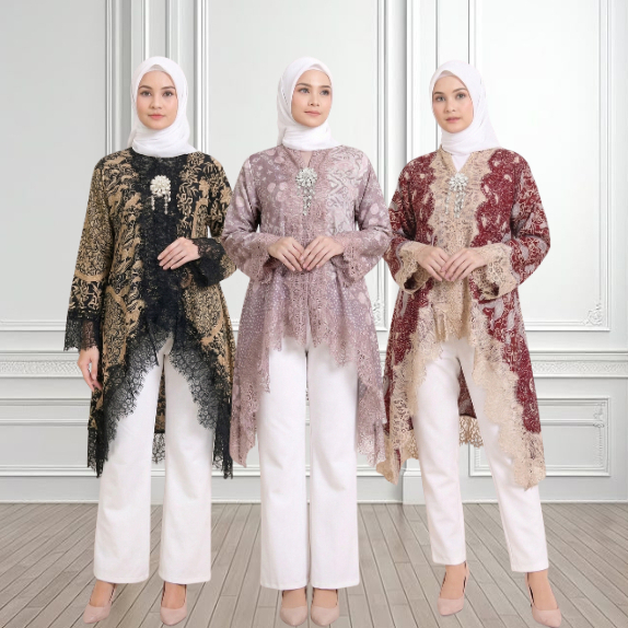 Outer Yasmine - Outer Blouse Atasan Batik Brukat Kondangan dengan Desain Elegan
