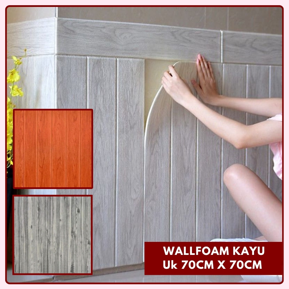 WallFoam 3D Motif Kayu Foam Dinding 3D Motif Kayu Coklat Wall Foam Dinding Motif Kayu Aestetik