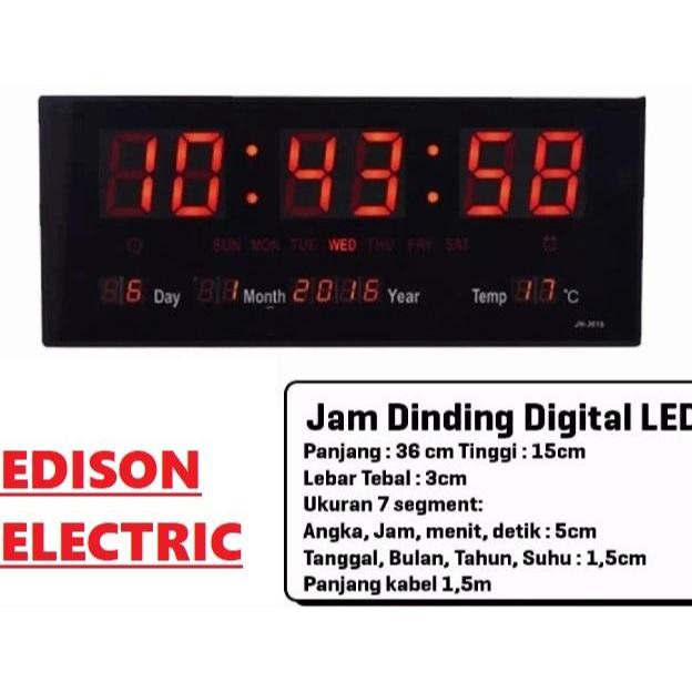Jam Dinding Digital Calender LED Clock Merah KECIL 3615