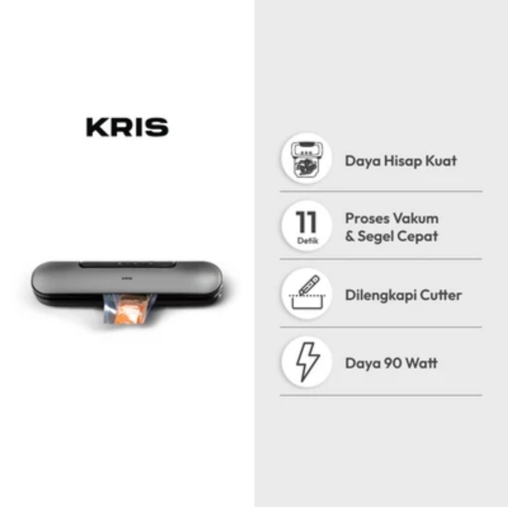 Kris 30 Cm Vacuum Sealer Slim -Abu-Abu Gelap