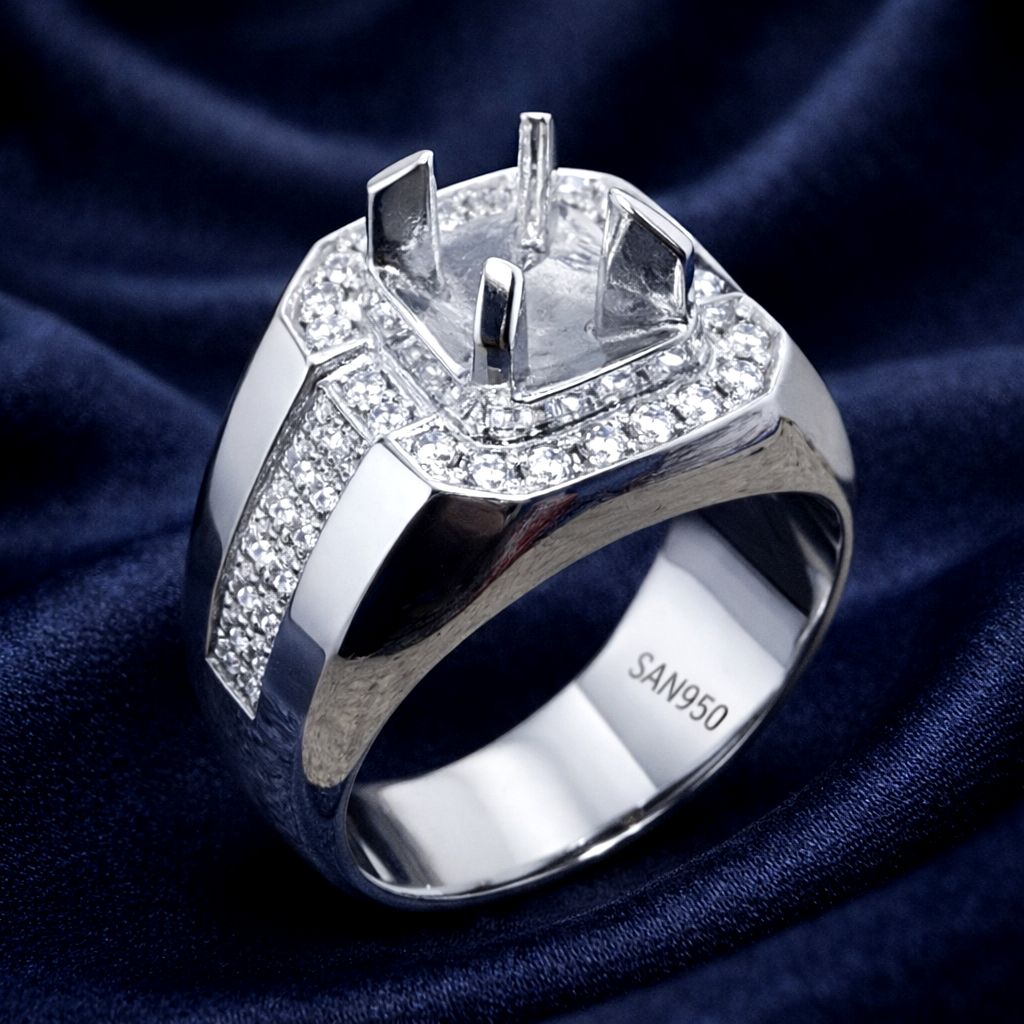 Cincin Ikat Batu Mulia / Akik / Permata SAN950 EB701 - Ring Custom Handmade Perak 950 Kosongan