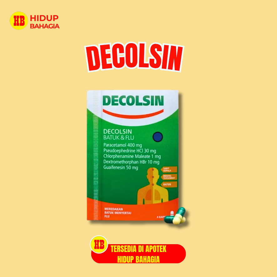 Decolsin 4 Kapsul - Obat Flu dan Demam dengan Paracetamol, Chlorpheniramine, Dextromethorphan