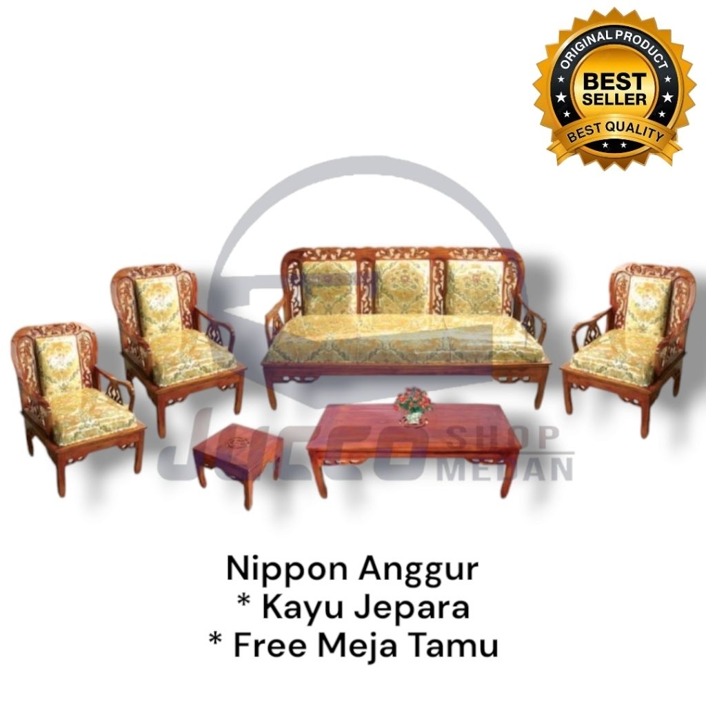 [ Golden Furniture ] Kursi Tamu Jepara TH Biasa - Kursi Tamu Jati Free Meja Tamu - Sofa Tamu Kayu Mi