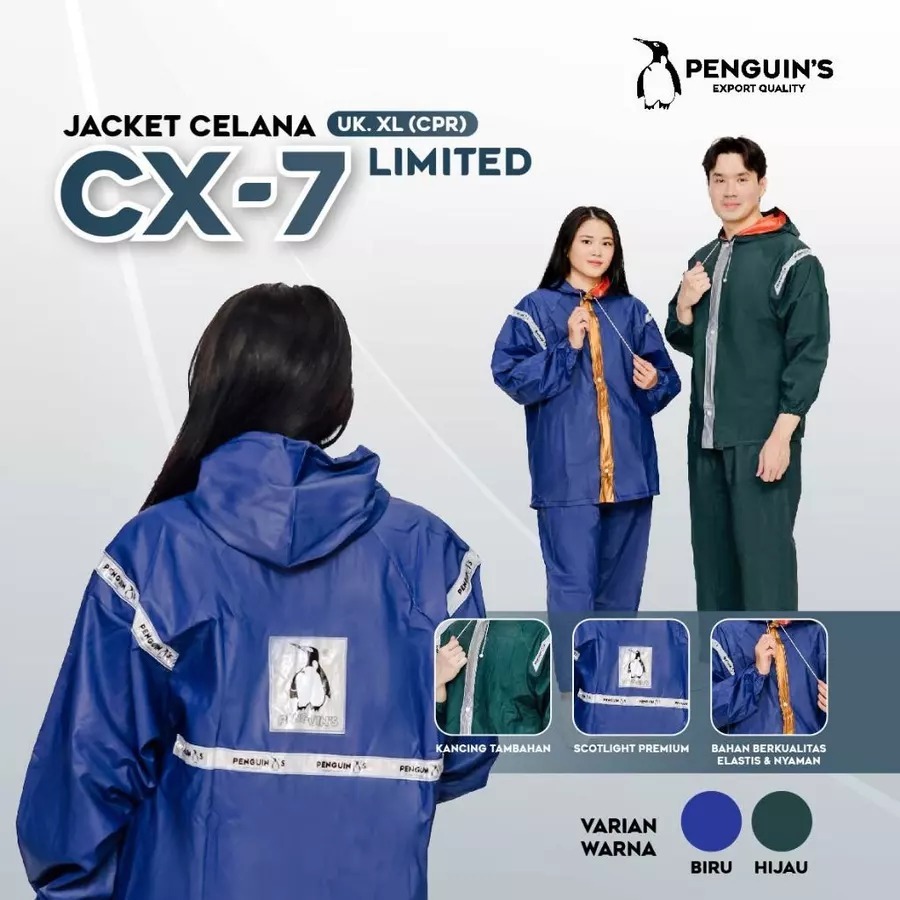 PENGUIN CX-7 LIMITED - Jas Hujan Setelan Rubber - Mantel Ujan Dewasa Pria dan Wanita