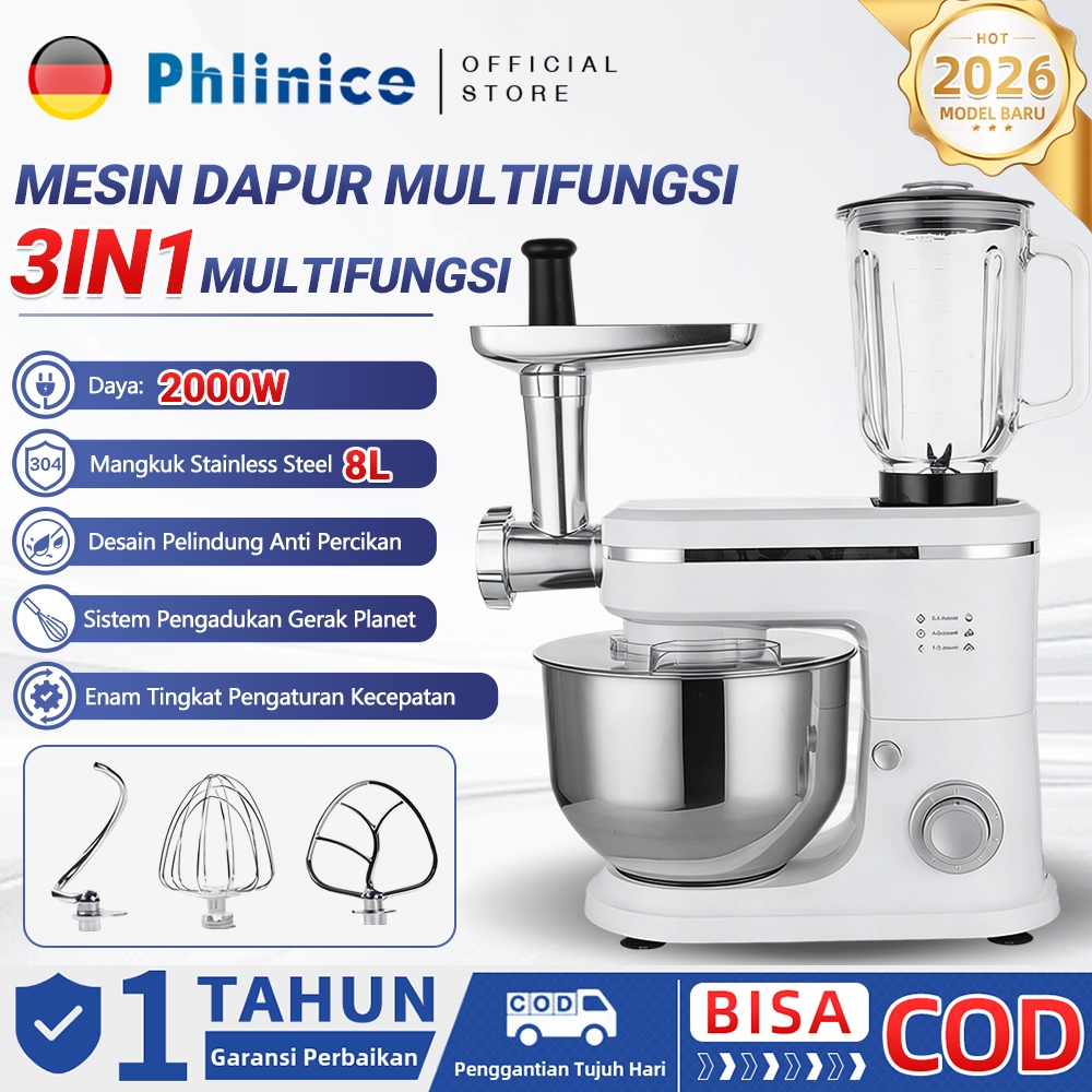 Mesin Pengolah Makanan Multifungsi Stainless Steel Kelas Makanan 1500W Cocok Rumah & Usaha Adonan Pe