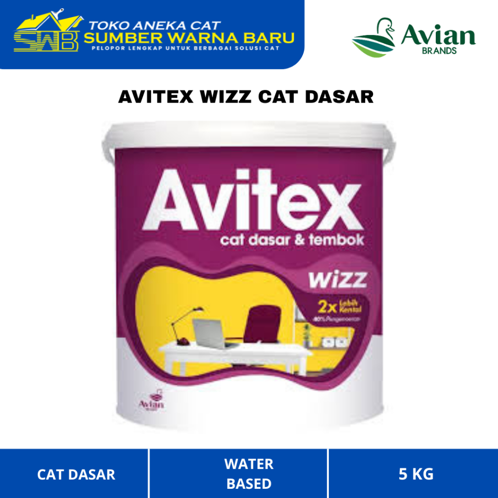 Avitex Wizz Cat Dasar Tembok 5 kg - Super Kental & Irit Cat Dasar Putih