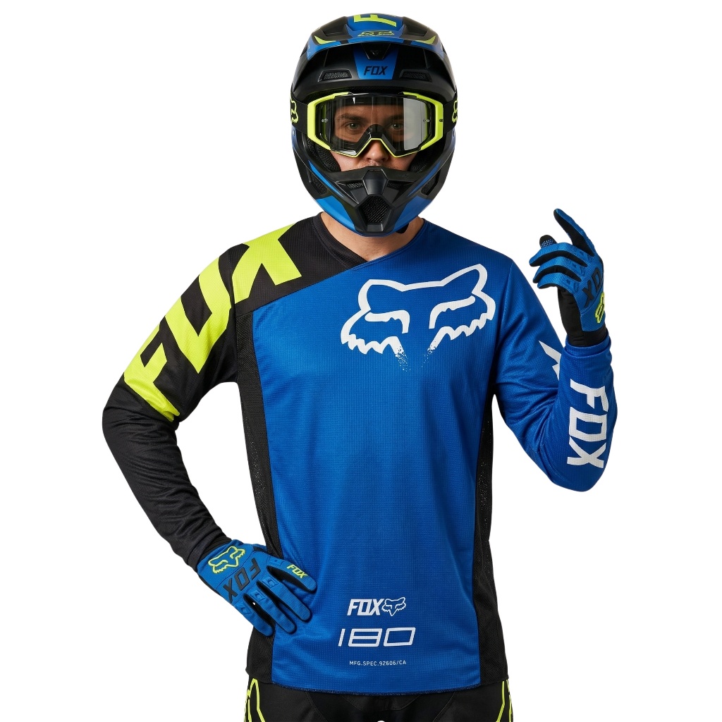 Fox 180 Race Blue Jersey Original Jersey Motocross Trail Dewasa