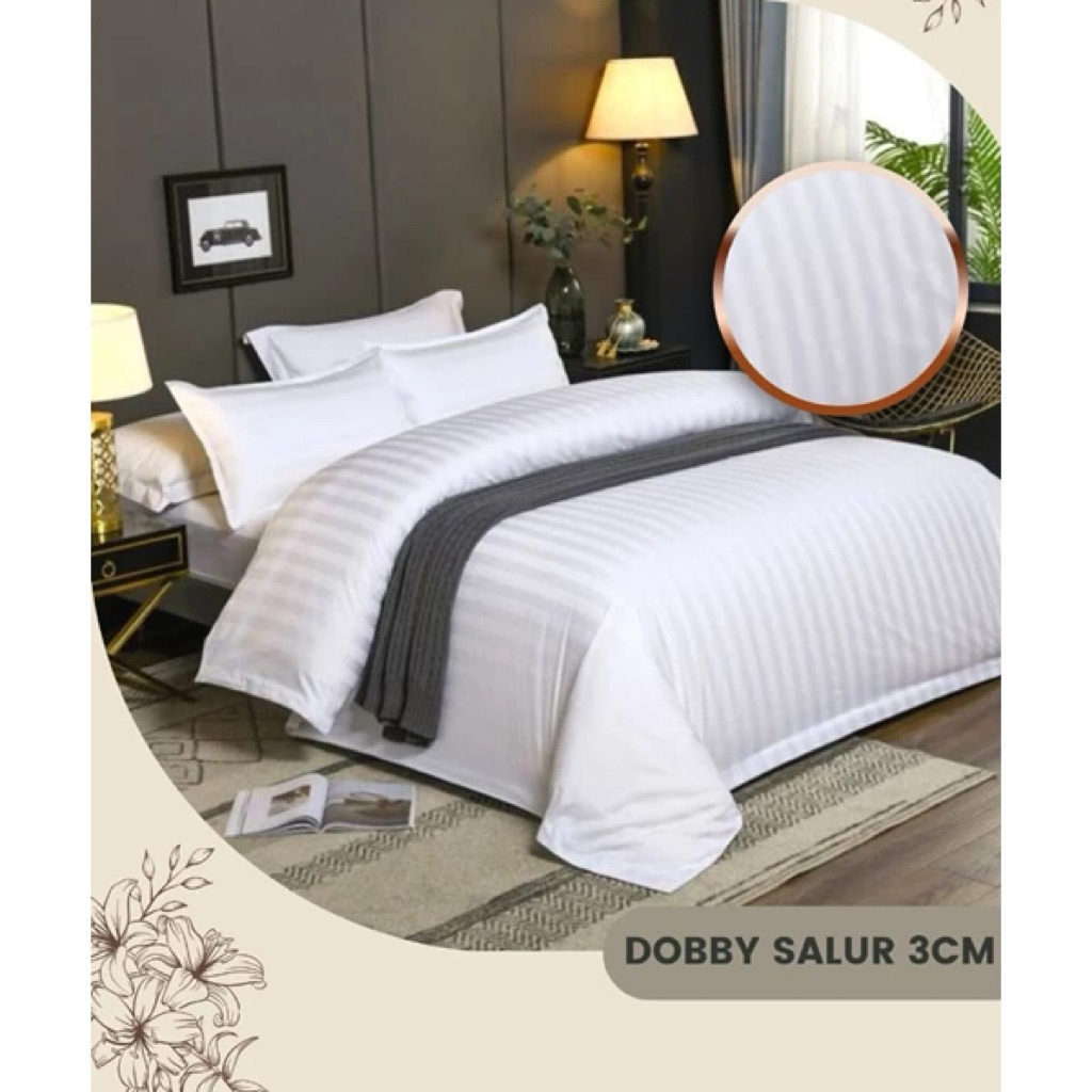 sprei dobby salur putih tc 300
