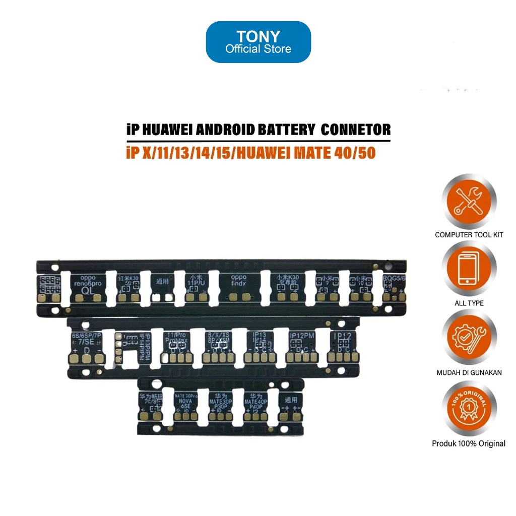 YCS IPhone Huawei Android Battery connector - Konektor Baterai Universal untuk iPhone, Huawei, dan A