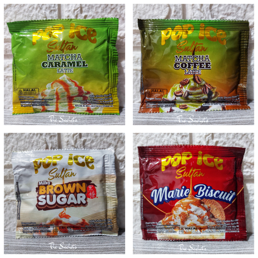 Pop Ice Sultan Matcha Caramel Latte PopCorn Brown Sugar Sachet