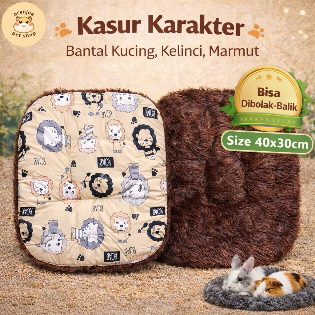 Kasur Karakter 40x30cm | Bantal Kucing, Anjing, Kelinci, Marmut, Landak Mini