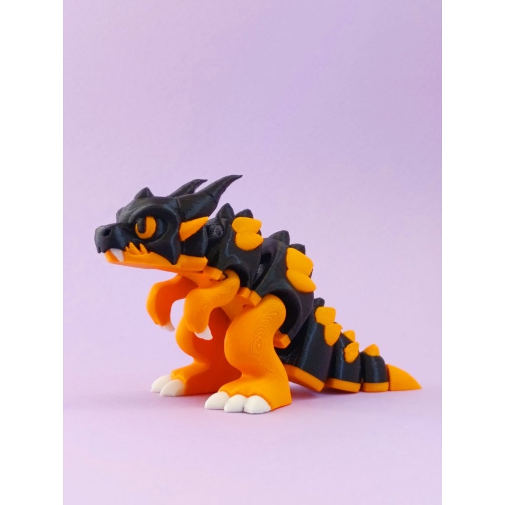 Naga Hitam Orange Articulated Figure – Mainan Naga Fleksibel Unik