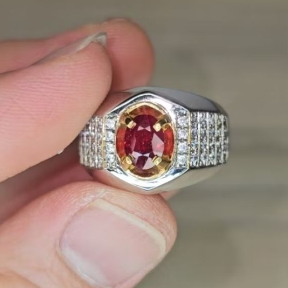 Ruby No Heat 1.39 crt Memo GRI Ring Perak