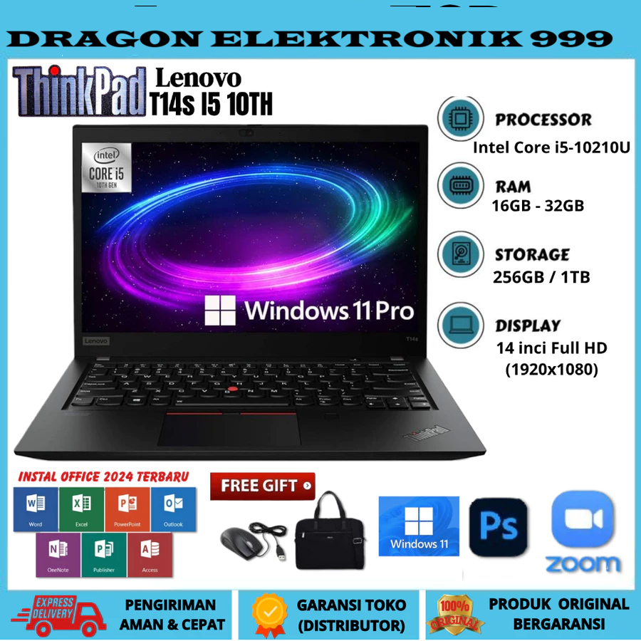 Ready Stok Laptop Lenovo Thinkpad T14 CORE i5 GEN 10 TOUCSCREEN RAM 16GB/1TB SSD Mulus