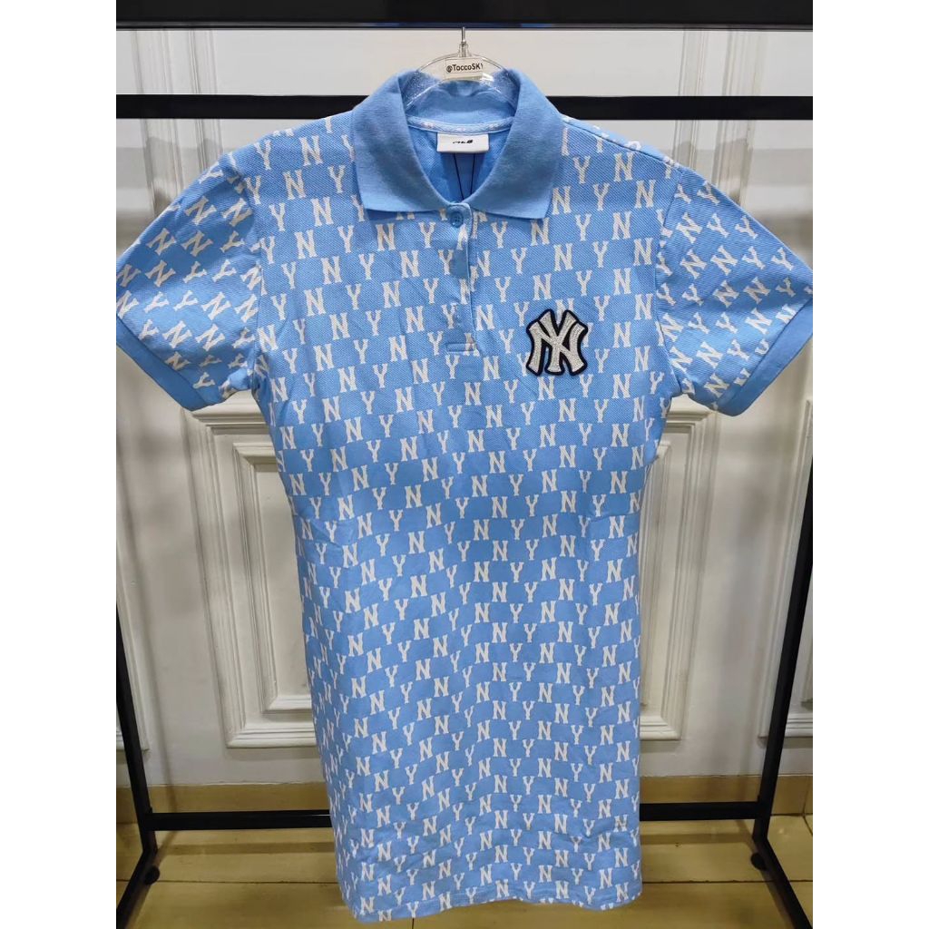 Dress MLB NY Monogram biru dress wanita