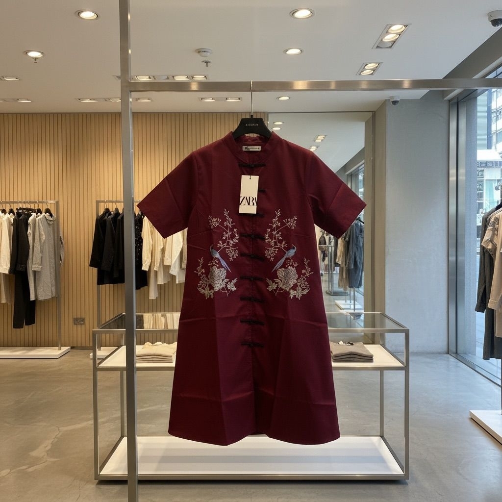 ORIGINAL DRESS MAROON CHEONGSAM BY ZARA