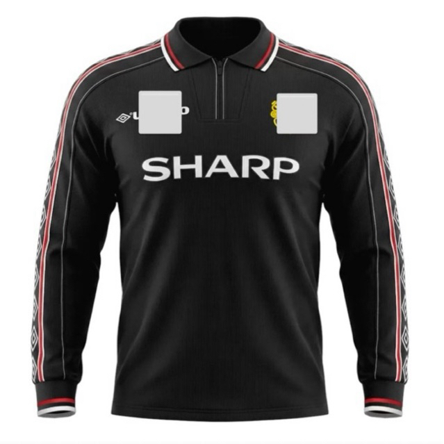 Jersey Bola Manchester United MU Retro Away 1998/1999. Black Long Sleeve