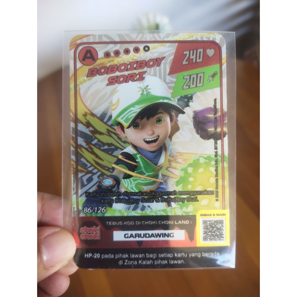 Kartu Boboiboy Sori Season 2 Fase 2 | Asli Choki-choki| Mulus terawat