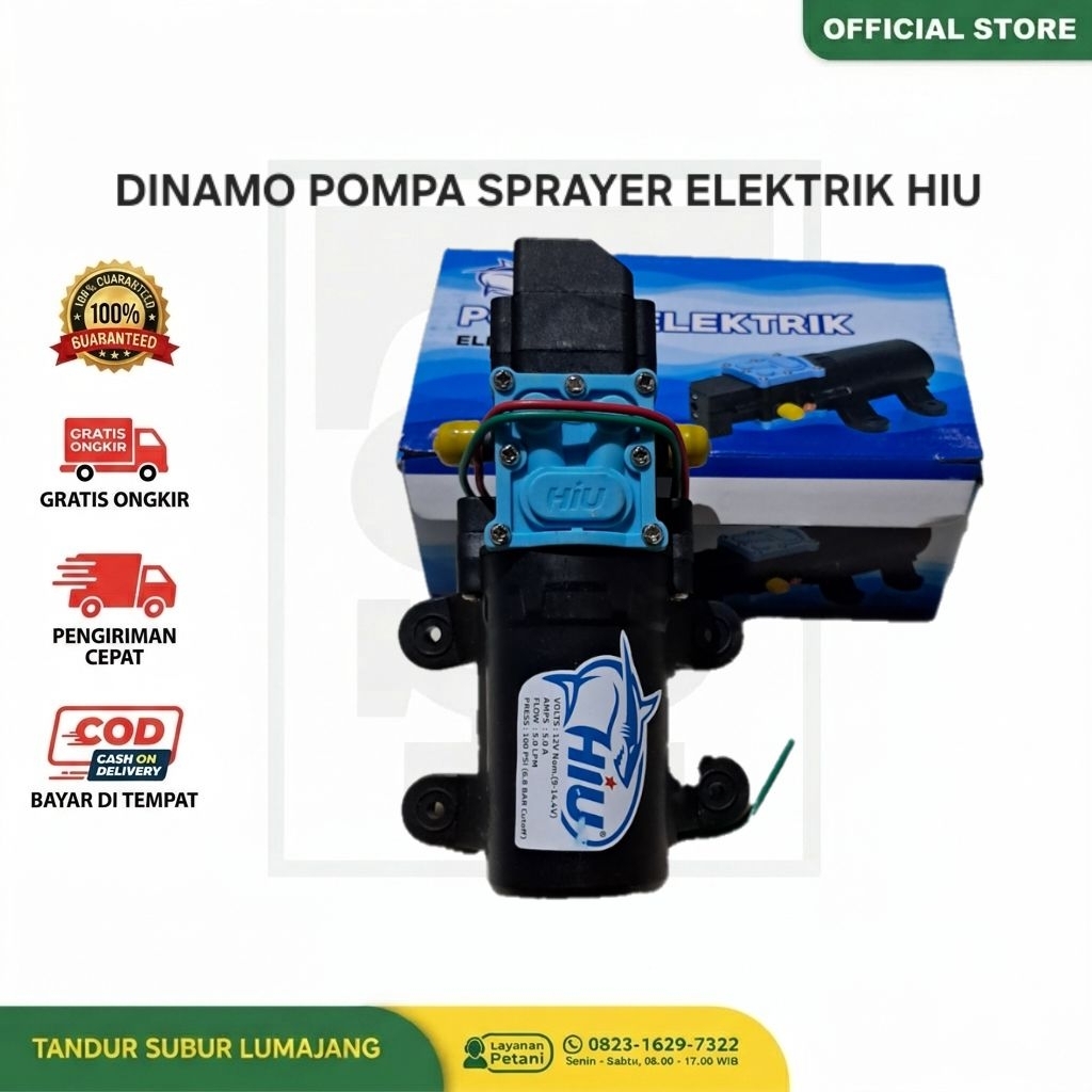 Dinamo pompa DC Sprayer HIU 100psi 12V 5A 5LPM cuci motor AC jet cleaner