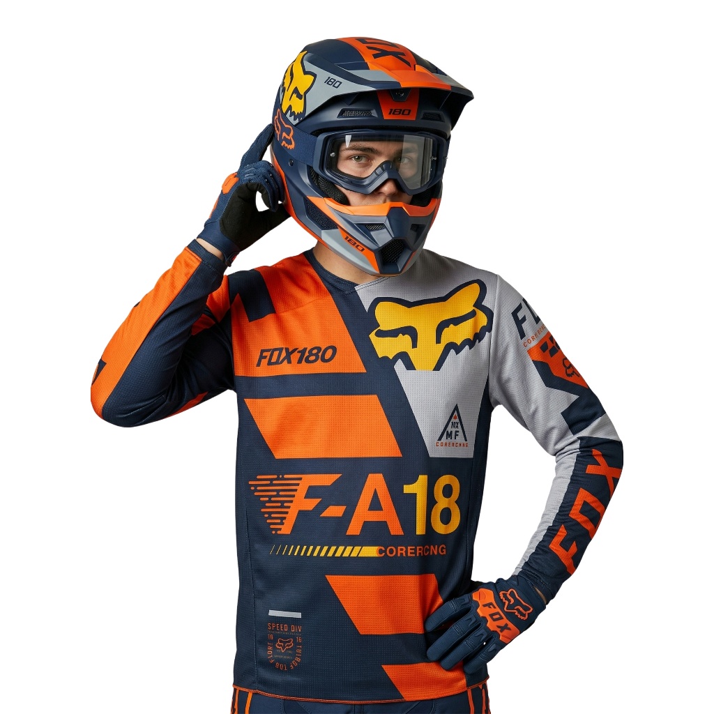 Fox 180 Sayak Orange Jersey Original Motocross Trail Dewasa
