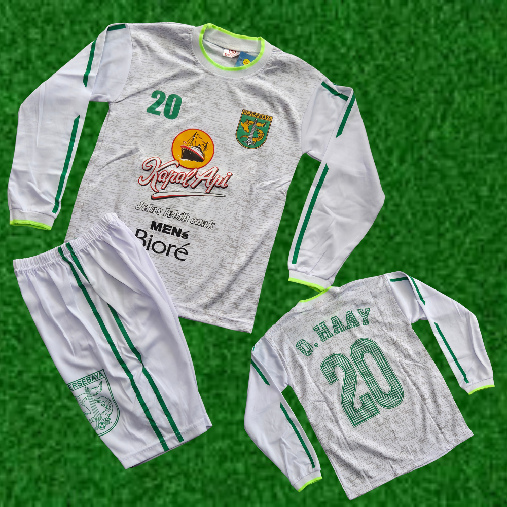 Baju kiper anak baju futsal setelan baju bola lengan panjang persebaya putih