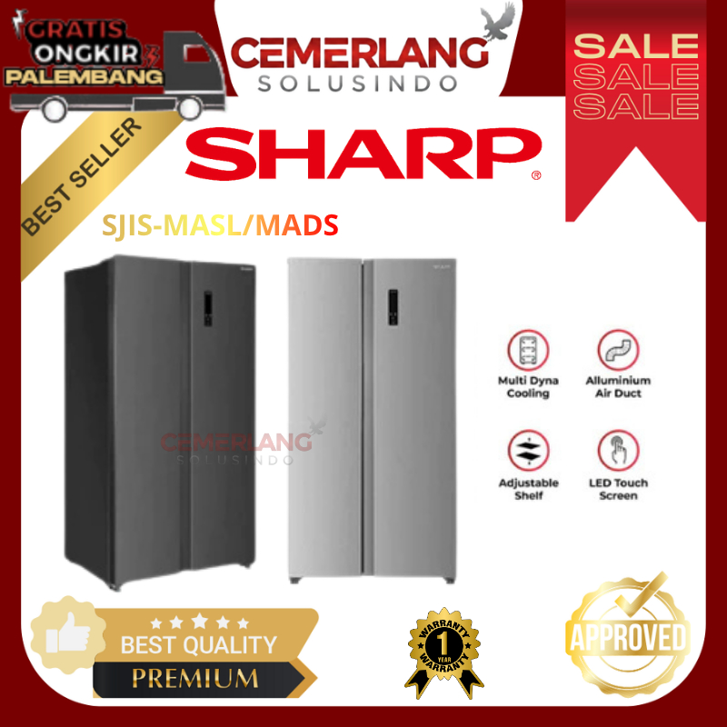 Kulkas Sharp Side By Side 2 Pintu SJIS-50MASL/ SJIS-60MADS Sharp Side By Side