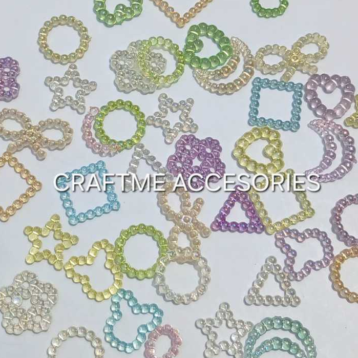 COD Manik Manik Ivory Tempel Warna Bahan DIY/Mote Mutiara Tempel Mix