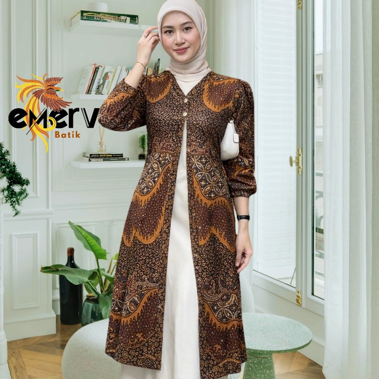 Gamis Batik Modern Wanita Premium – Anggun & Berkelas | Motif Xena Emerv Batik