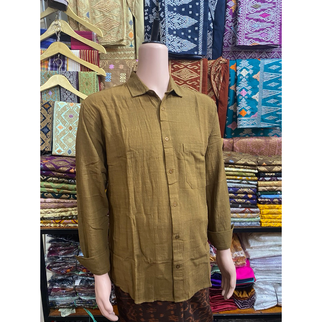Kemeja linen tangan panjang size lokal | Kemeja linen | Baju linen | Linen serat jagung | Kemeja Lin