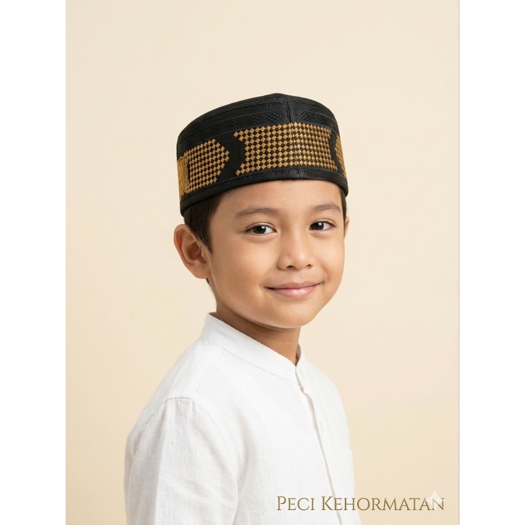 Peci Songkok Anak Malaysia Bordir Motif Logo Aceh