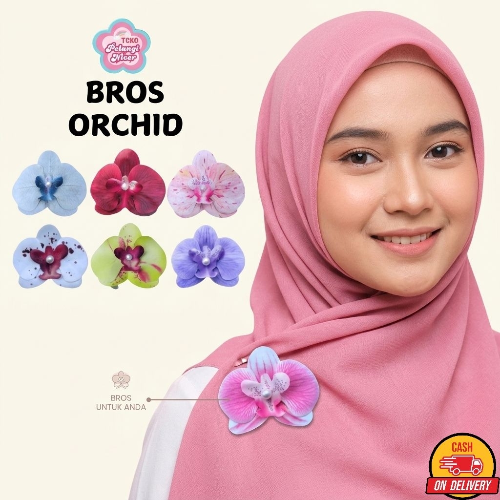 Bros Orchid- Bros Hijab Orchid- Bross Bunga Anggrek- Bros Anggrek Viral - Peniti Hijab Bross Anggrek