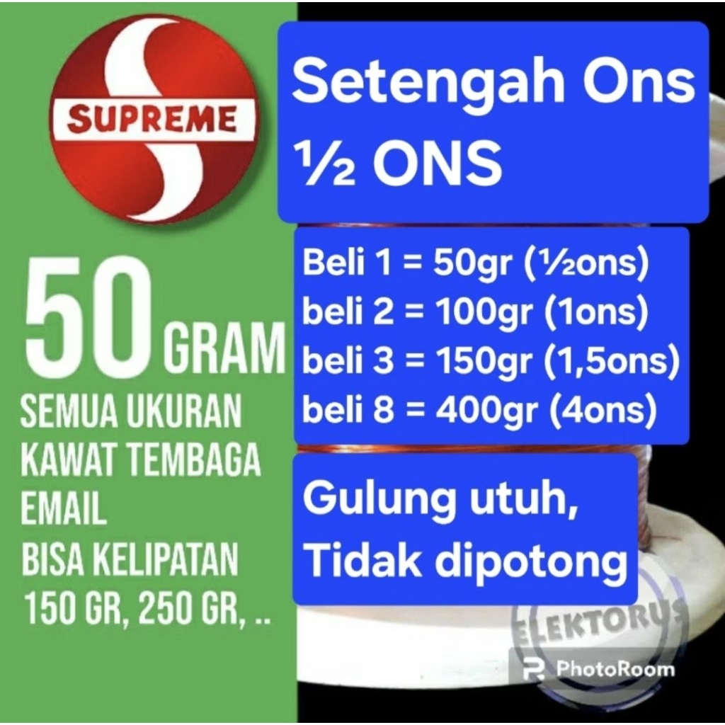50 Gram Kawat Tembaga 0.12mm Sampai 0.25mm Email SUPREME