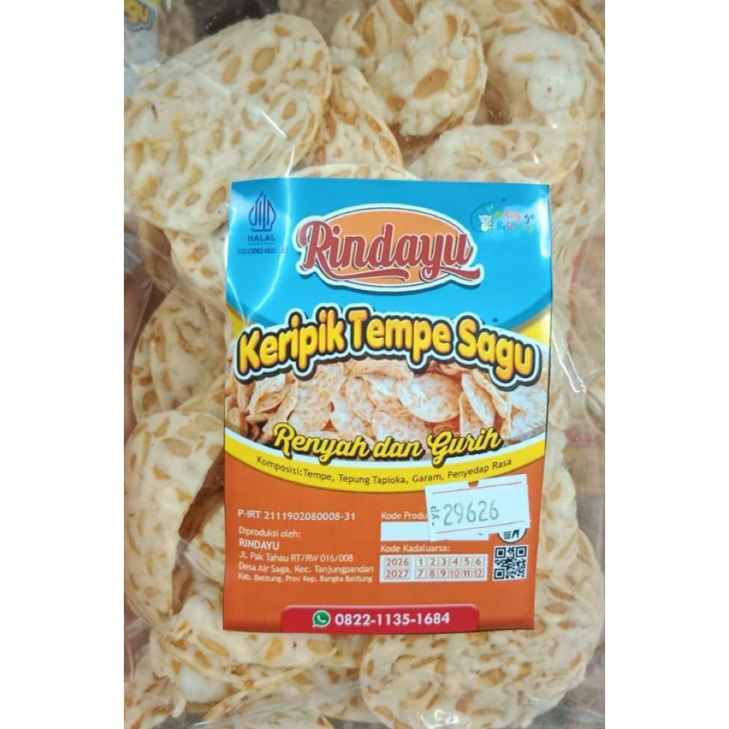 Keripik tempe Rindayu bangka belitung. halal. Kerupuk ikan bangka belitung. Oleh-oleh legendaris. Ke