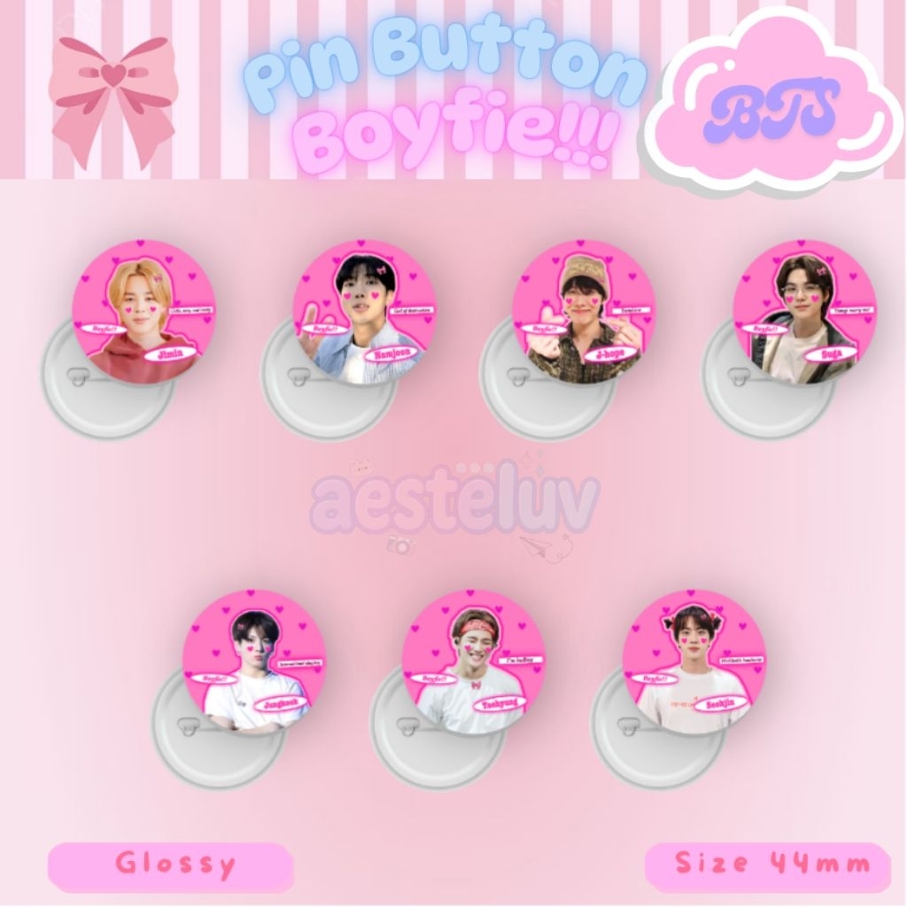 Boyfie Pin Button BTS Bros Kpop Pin Button Kpop
