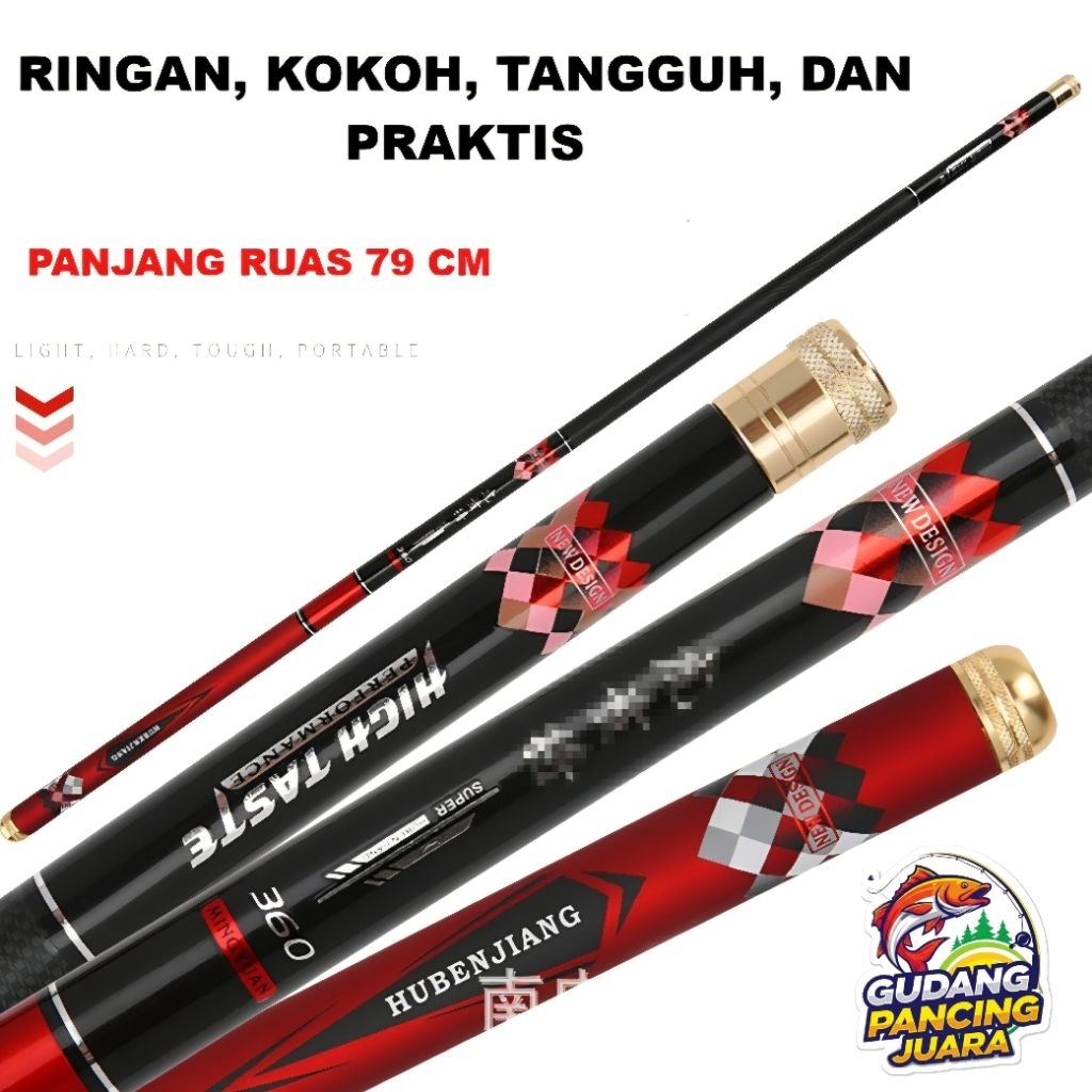 Joran Tegek Hubenjiang Ruas Pendek 360 450 540 | Carbon Super Kaku Kuat Ringan Master Pancing