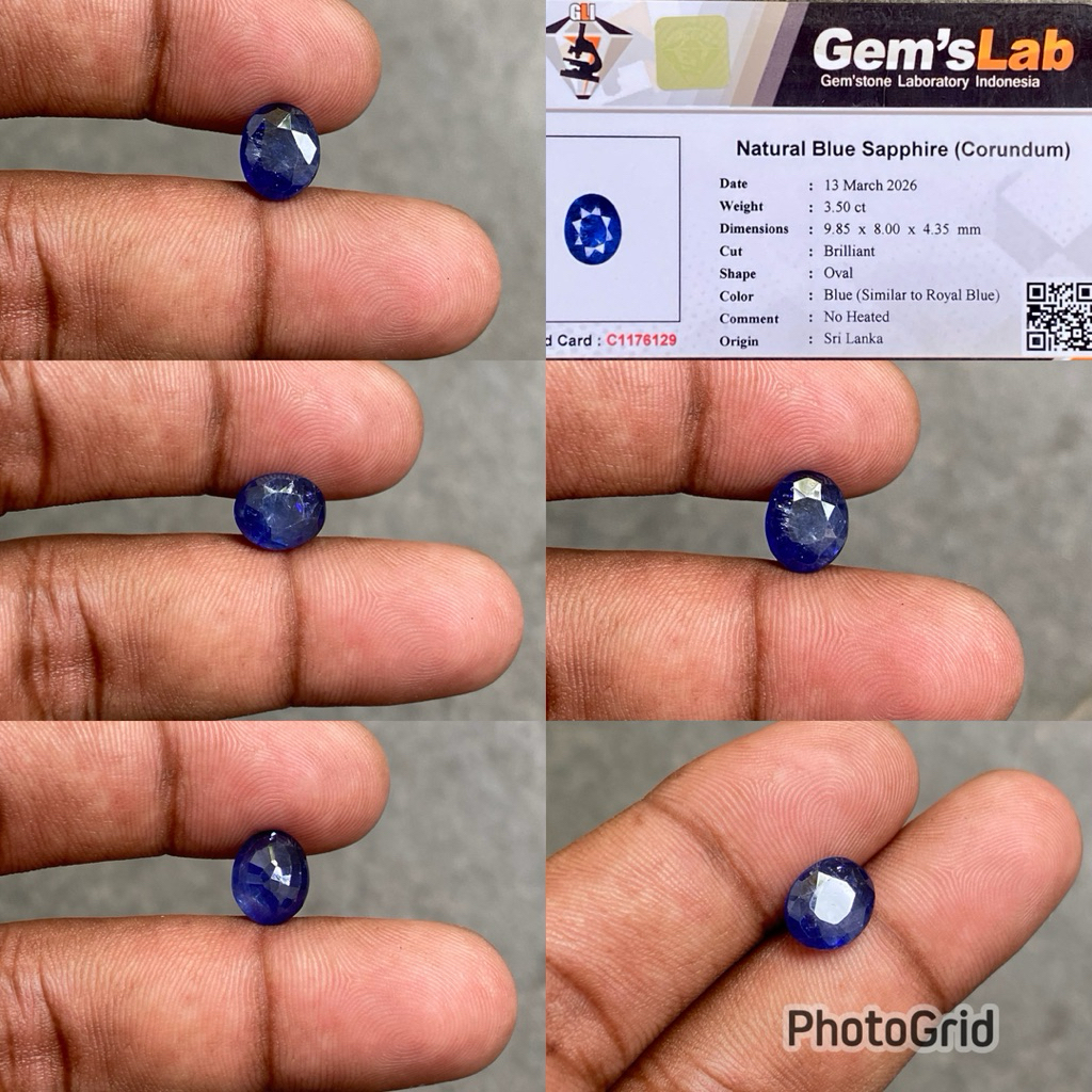 Natural Blue Sapphire Ceylon Srilanka Batu similar to royal Blue Safir selon Srilangka CT 3.50 Dim 9