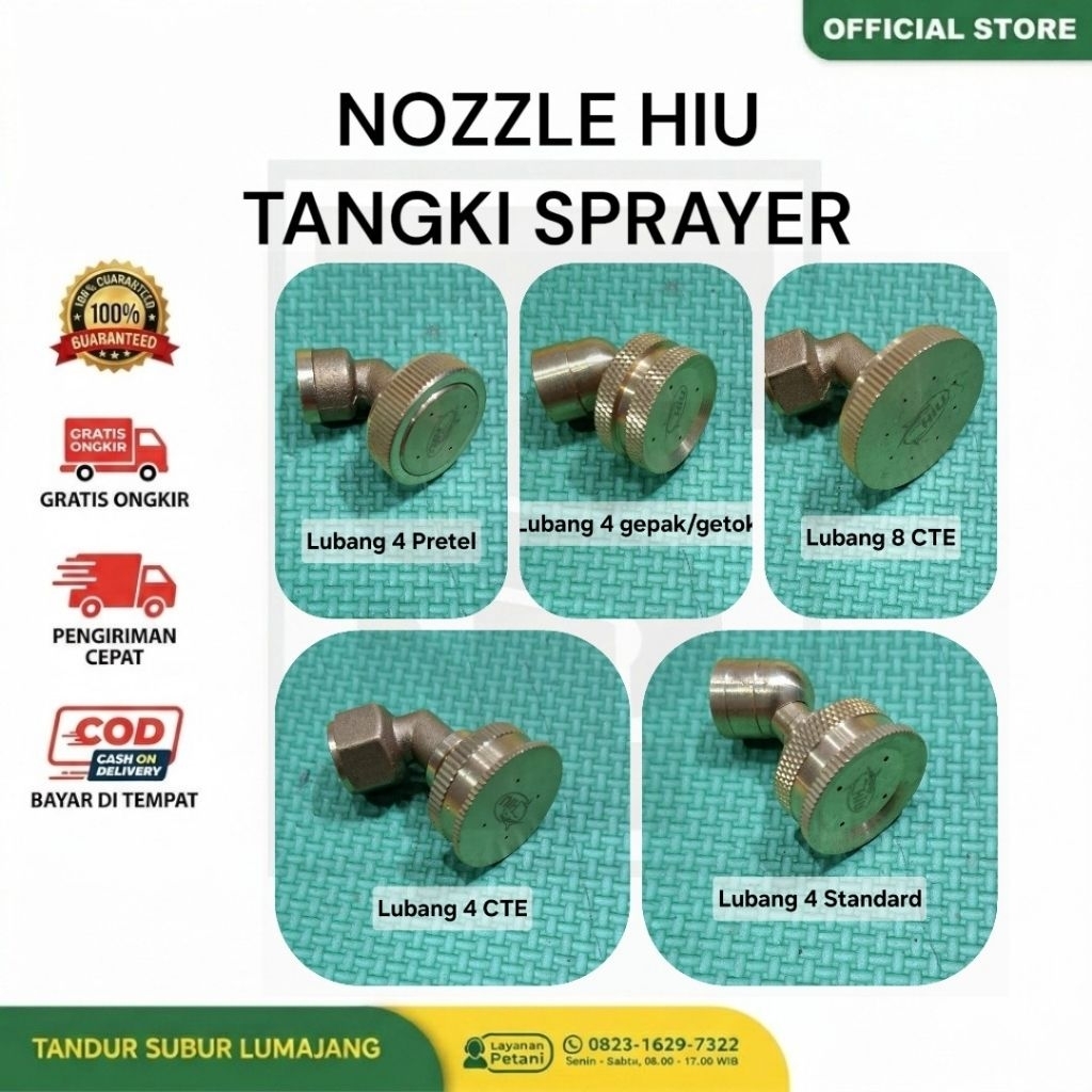 Nozzle HIU Kuningan Spuyer Tangki Sprayer Elektrik Manual Mesin TU26 Pompa Semprotan Lubang 1 4 5 7 