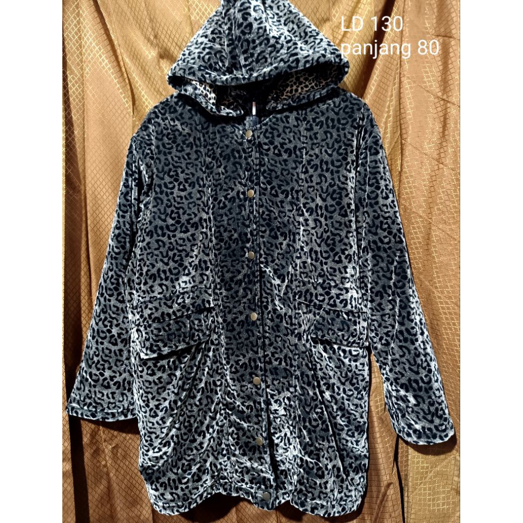 jaket bulu velvet motif leopard jaket winter puffer velvet leopard jaket beludru leopard jaket bludr