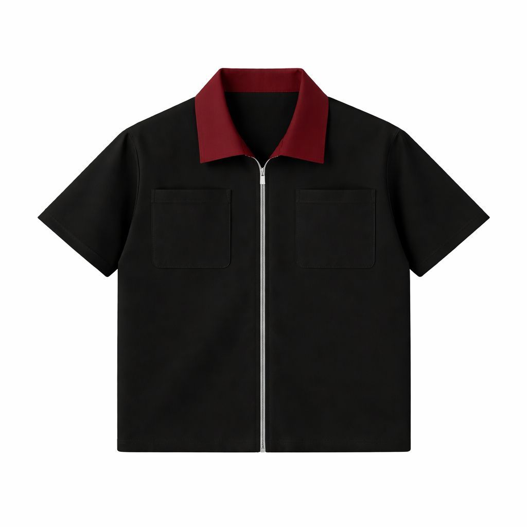 Kemeja Zipper Oversize Pria – Boxy Workshirt Korean Style Premium”
