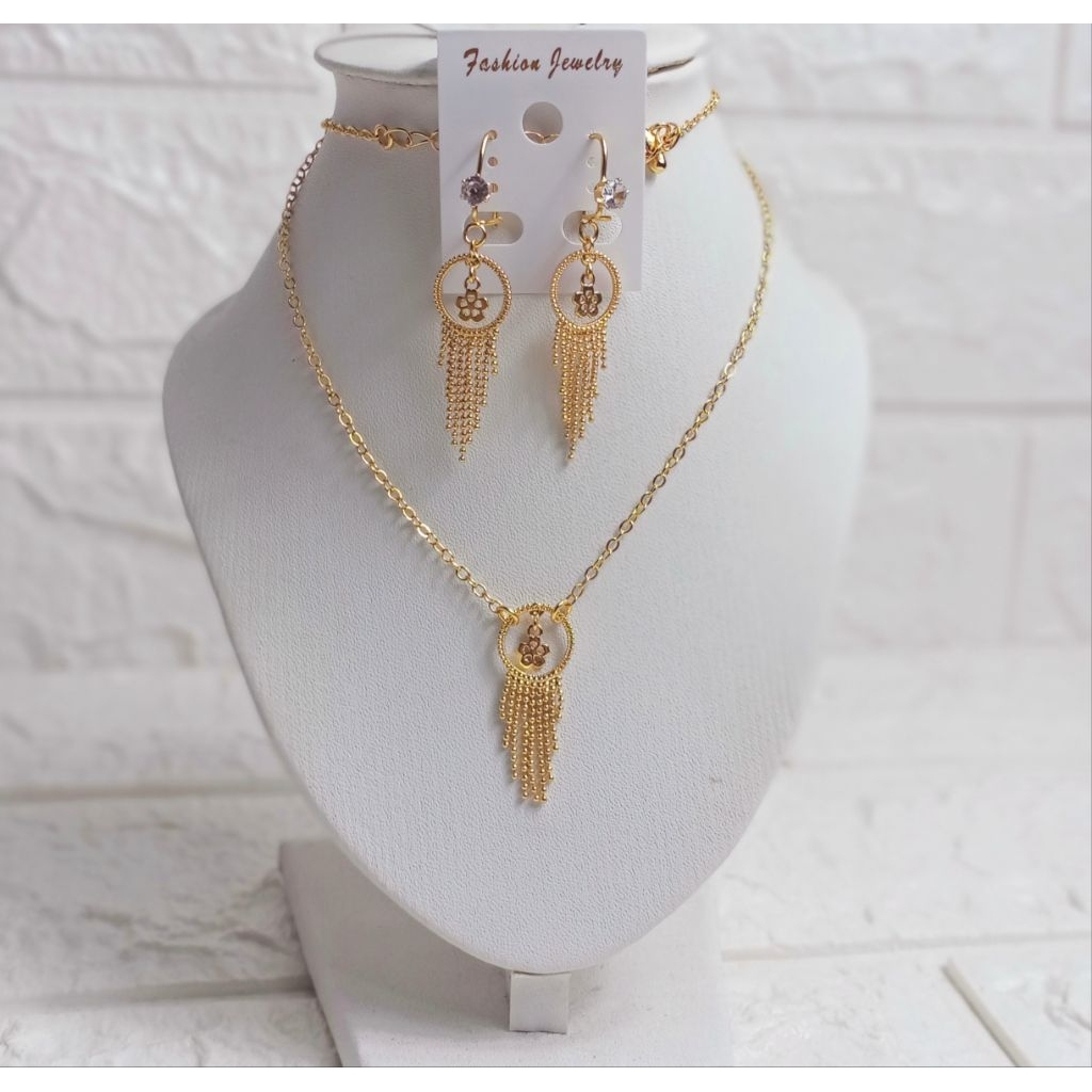 Set kalung anting rica rica fashion lapis emas 24karat