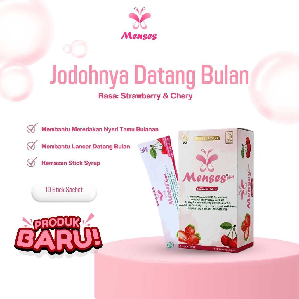 Menses Strawberry + Cherry Sirup Syrup Cair Membantu Melancarkan Haid dan Membantu Meredakan Nyeri M