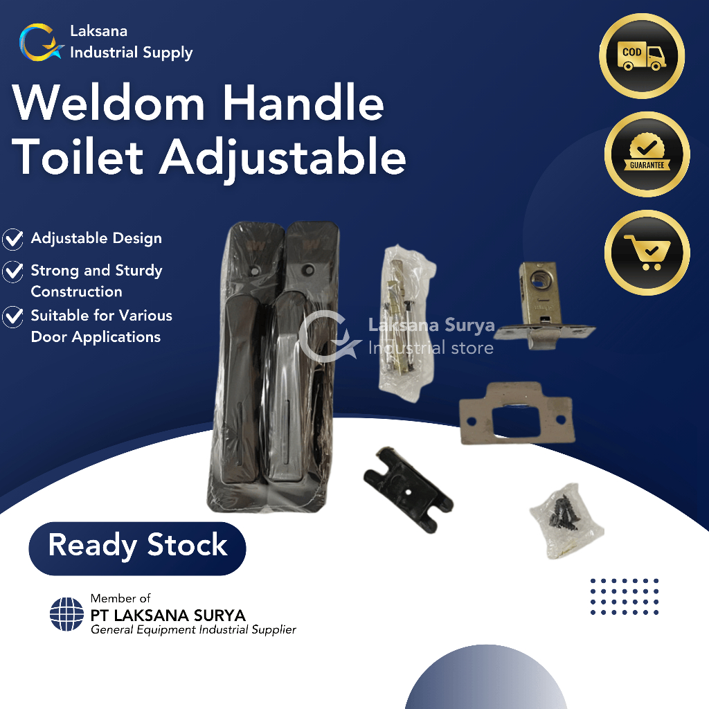 WELDOM Handle Gagang Kunci Pintu Kamar Mandi Toilet 1 Set Warna Hitam