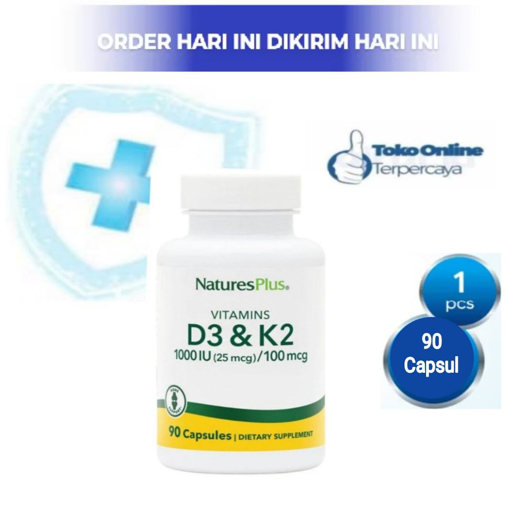Natures Plus Vitamin D3 & K2 1000 IU ( 25 Mcg ) /100mcg