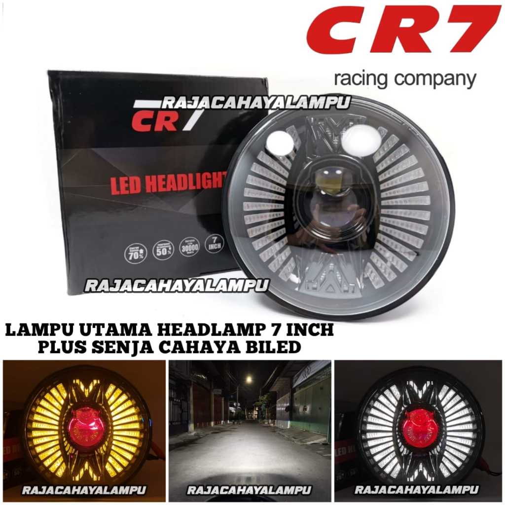 Lampu Depan Motor 7 Inch Bulat Model Batman Cahaya Flat Cut Universal untuk Ninja CB XSR RXKING MEGA