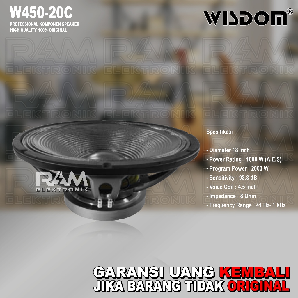 Komponen Speaker 18 Inch WISDOM W45020C | W450 20C Coil 4.5 Inch Original